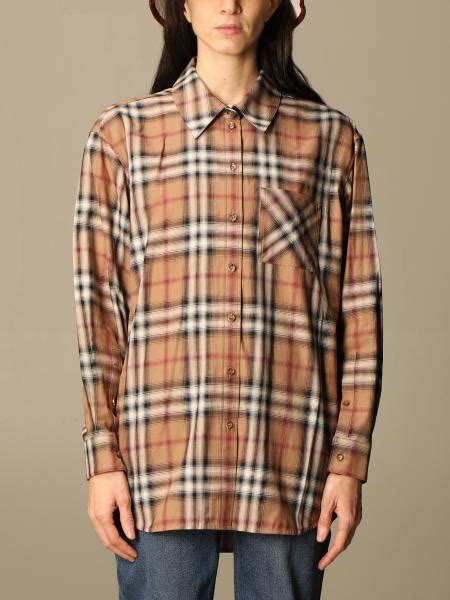 camicia burberry motivo tartan|Camicia in lana Burberry tartan con logo ricamato .